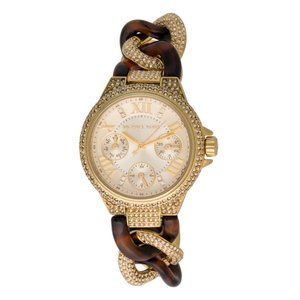 Michael Kors Mini Camille Rhinestone Gold Tortoise Twist Bracelet WATCH